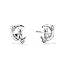 Load image into Gallery viewer, Angel Friends Sterling Silver Cat on the Moon Earrings AFER0001
