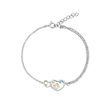 Load image into Gallery viewer, Angel Egg Sterling Silver Heart Asymmetric Double Chain Bracelet TSBL0006

