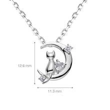 Load image into Gallery viewer, Angel Friends Sterling Silver Cat on the Moon Necklace AFNL0001
